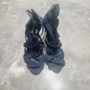 Women's Denim Bandage Blue Jean Stiletto High Heels Zippy Shoes Trico SZ 6